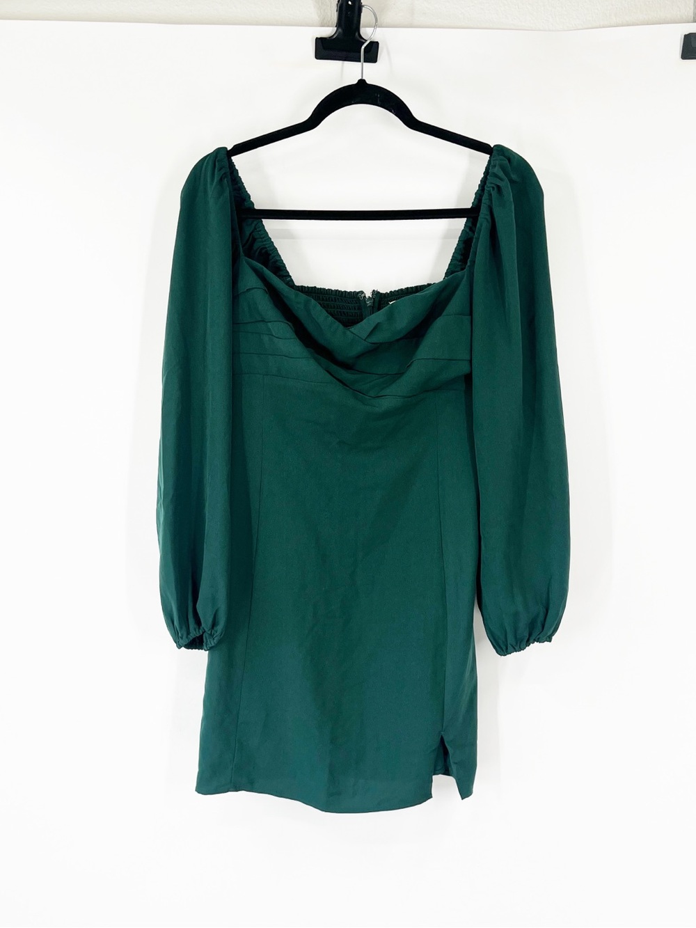 Abercrombie & Fitch Puff Sleeve Long Sleeve Mini Dress Green TALL